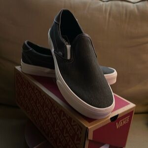 NWT Vans Slip ons Black Ink canvas w/leather
